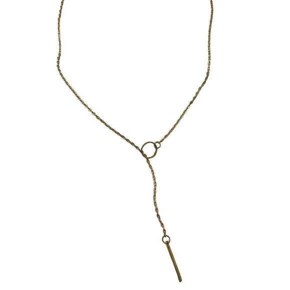 Gold Tone Dainty Lariat Necklace - Picture 1 of 3